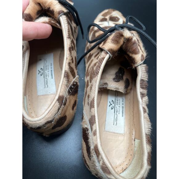 RARE Handmade Leopard Print Leather Sole Walter Genuin 7 Luxury Fur Golf Shoes - Picture 6 of 13